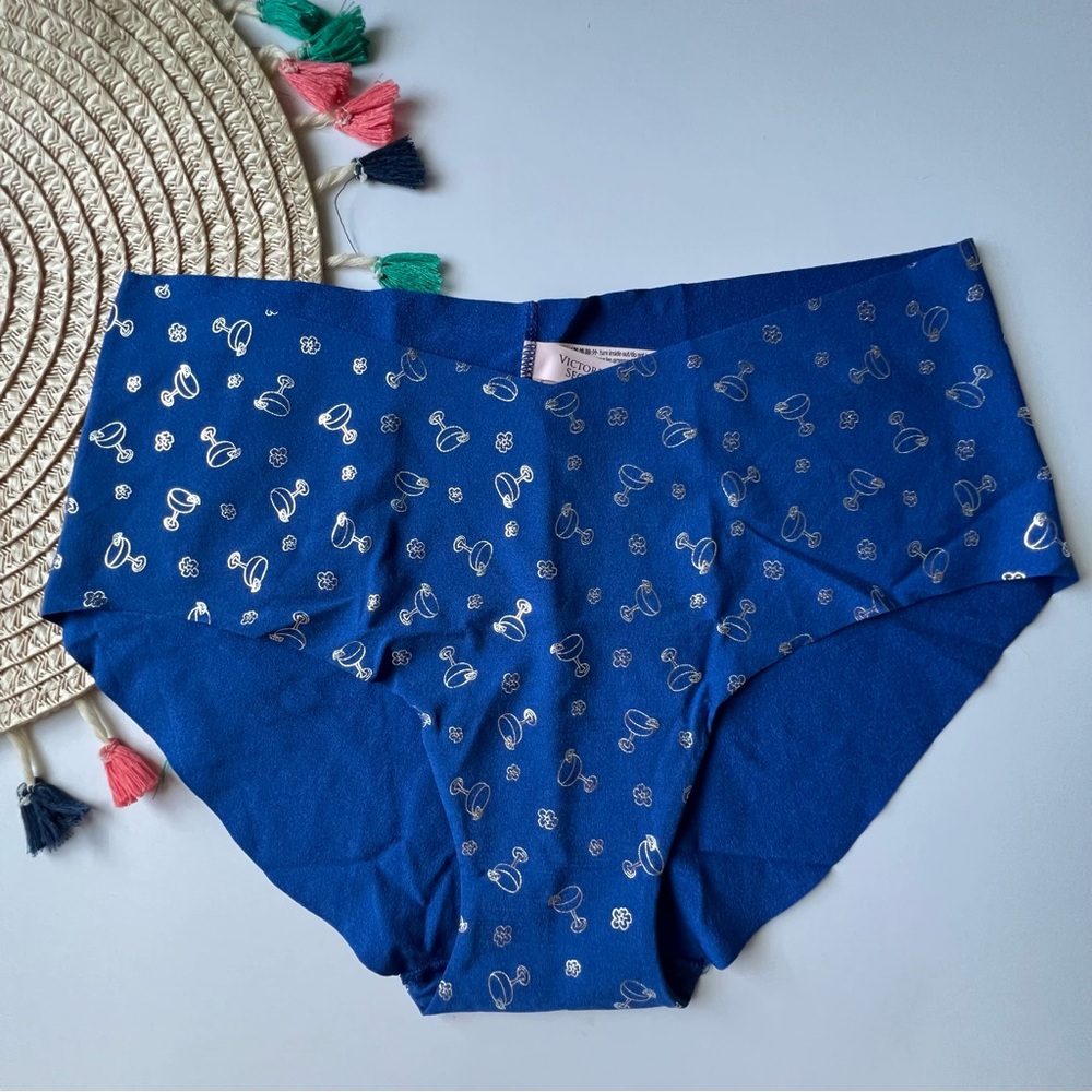 Victoria's Secret No Show Hiphugger Panty Diver Blue Cocktails M NEW